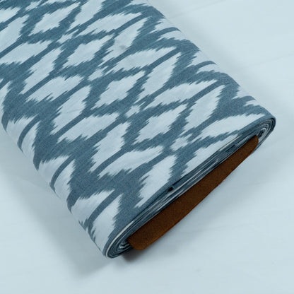 Grey, White Fine Quality Cotton Handloom Ikat Fabric for Dresses | Width: 44"
