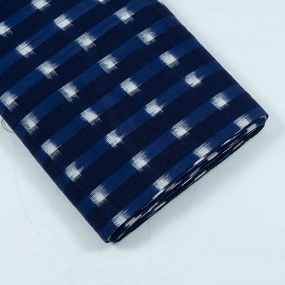 Blue, White Check Handloom Cotton Double Ikat | 1 Meter (Sku: IKK-485)