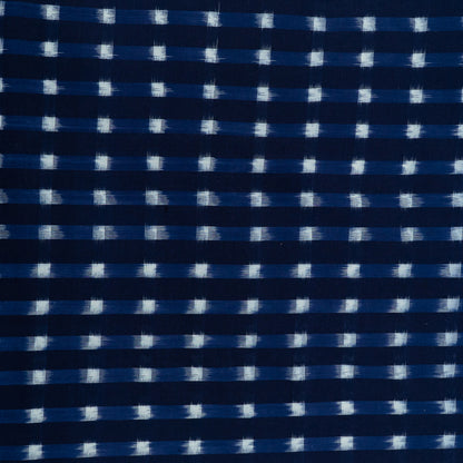 Blue, White Check Handloom Cotton Double Ikat | 1 Meter (Sku: IKK-485)
