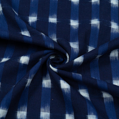 Blue, White Check Handloom Cotton Double Ikat | 1 Meter (Sku: IKK-485)