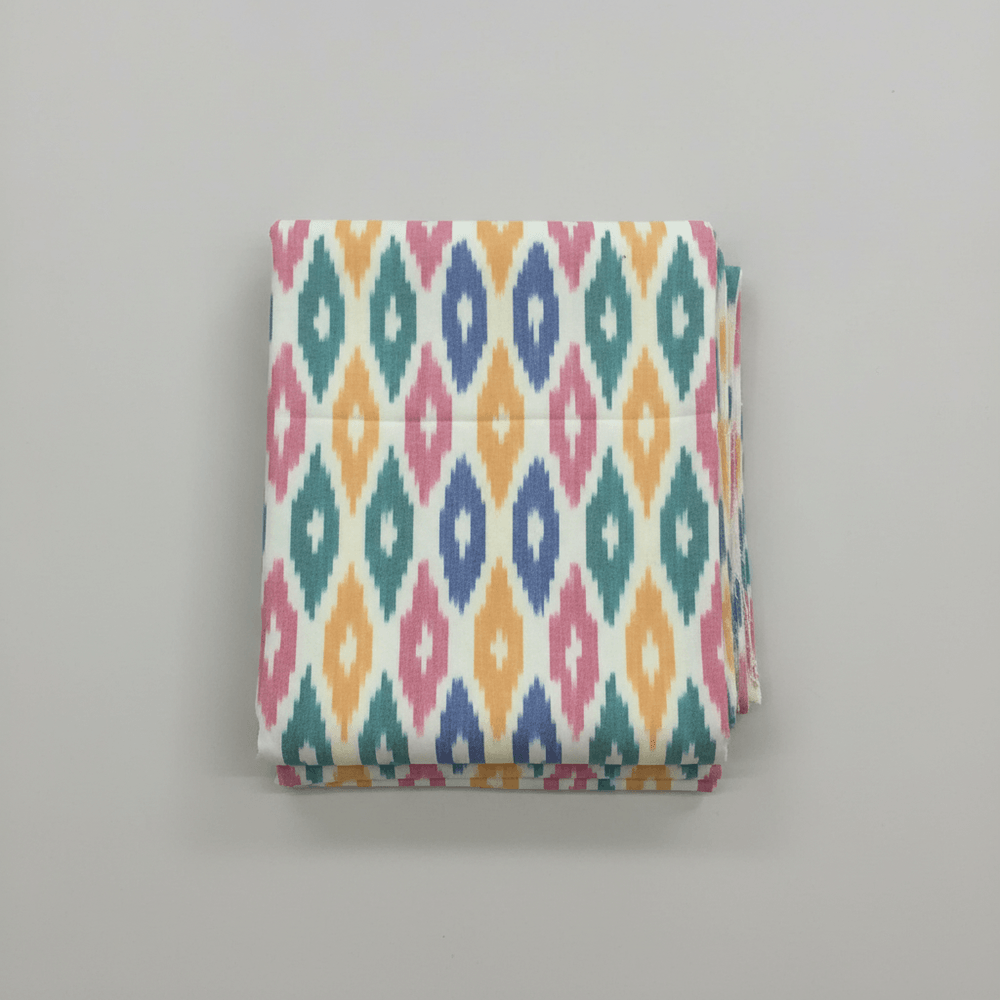 Multicolor Fine Quality Cotton Handloom Ikat Fabric for Dress Material | Width: 44"