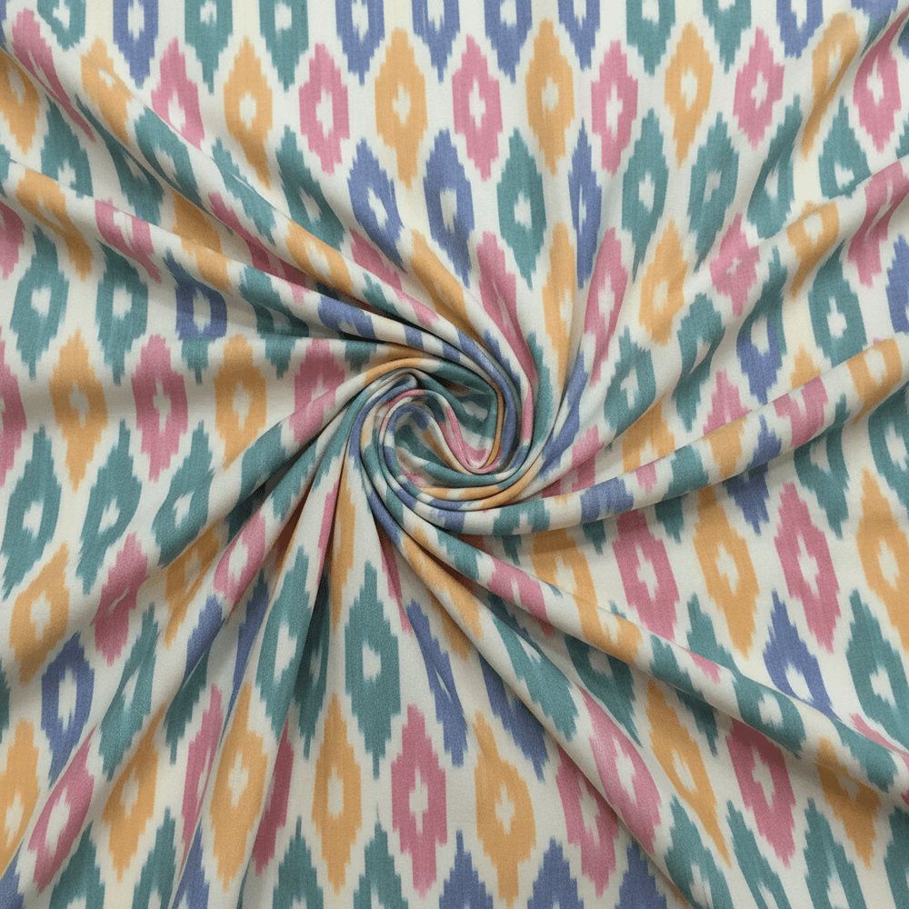 Multicolor Fine Quality Cotton Handloom Ikat Fabric for Dress Material | Width: 44"