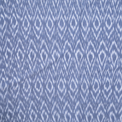 Powder Blue & White Fine Quality Cotton Handloom Ikat (Sku: IKK-493)