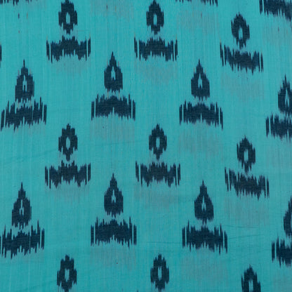 Blue, Grey Fine Quality Cotton Handloom Ikat Fabric for Dresses | Width: 44"