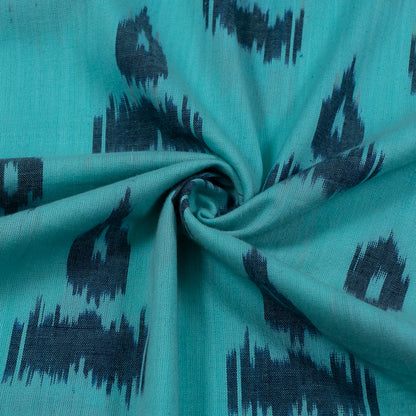 Blue, Grey Fine Quality Cotton Handloom Ikat Fabric for Dresses | Width: 44"
