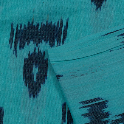 Blue, Grey Fine Quality Cotton Handloom Ikat Fabric for Dresses | Width: 44"