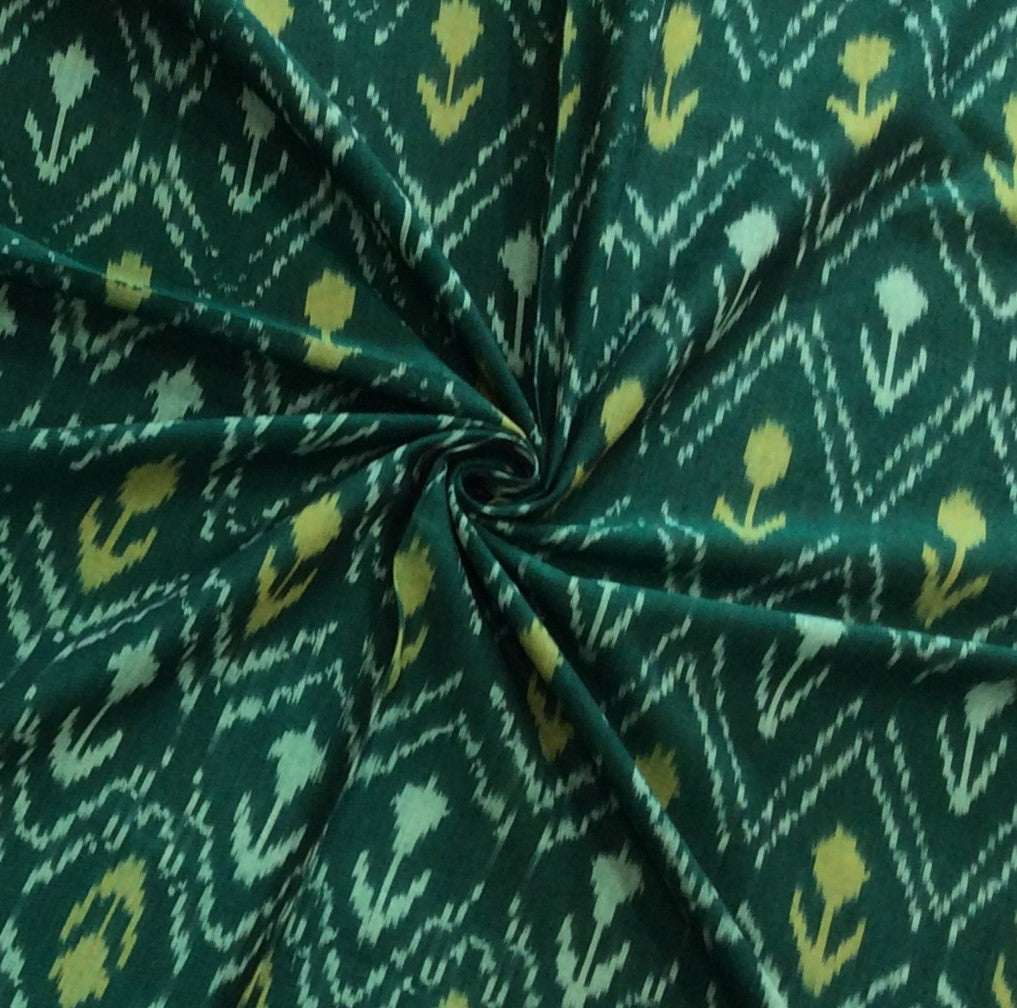 Green Color Fine Quality Cotton Handloom Ikat (SKU: IKK-498)