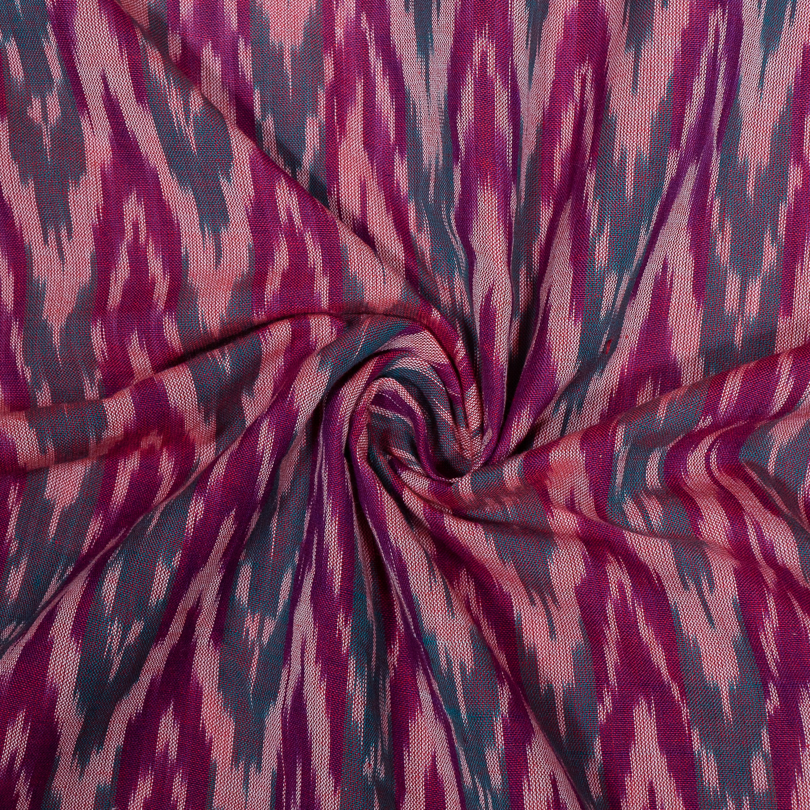 Purple & Green Chevron Fine Quality Cotton Handloom Ikat (Sku: IKK-503)