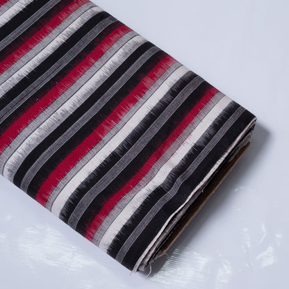 Red, Black & White Stripe Handwoven Cotton Double Ikat | SKU: IKK-520