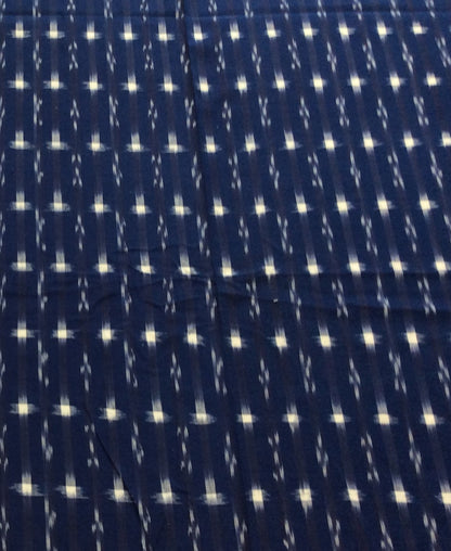 Blue Check Cotton Handloom Double Ikat | 1 Meter (SKU: IKK-524)