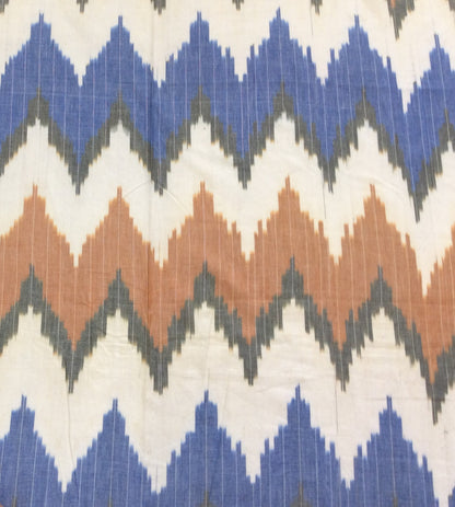 Blue, Orange Chevron Cotton Handloom Ikat (SKU: IKK-525)