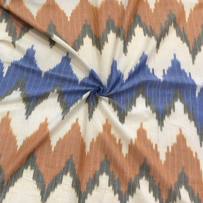 Blue, Orange Chevron Cotton Handloom Ikat (SKU: IKK-525)
