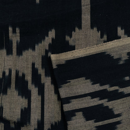 Black Base Big Pattern Fine Quality Cotton Handloom Woven Ikat (Sku: IKK-529)