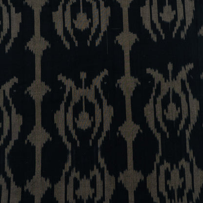 Black Base Big Pattern Fine Quality Cotton Handloom Woven Ikat (Sku: IKK-529)