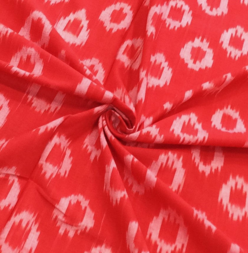 Red, Circle Cotton Handloom Ikat (SKU: IKK-547)