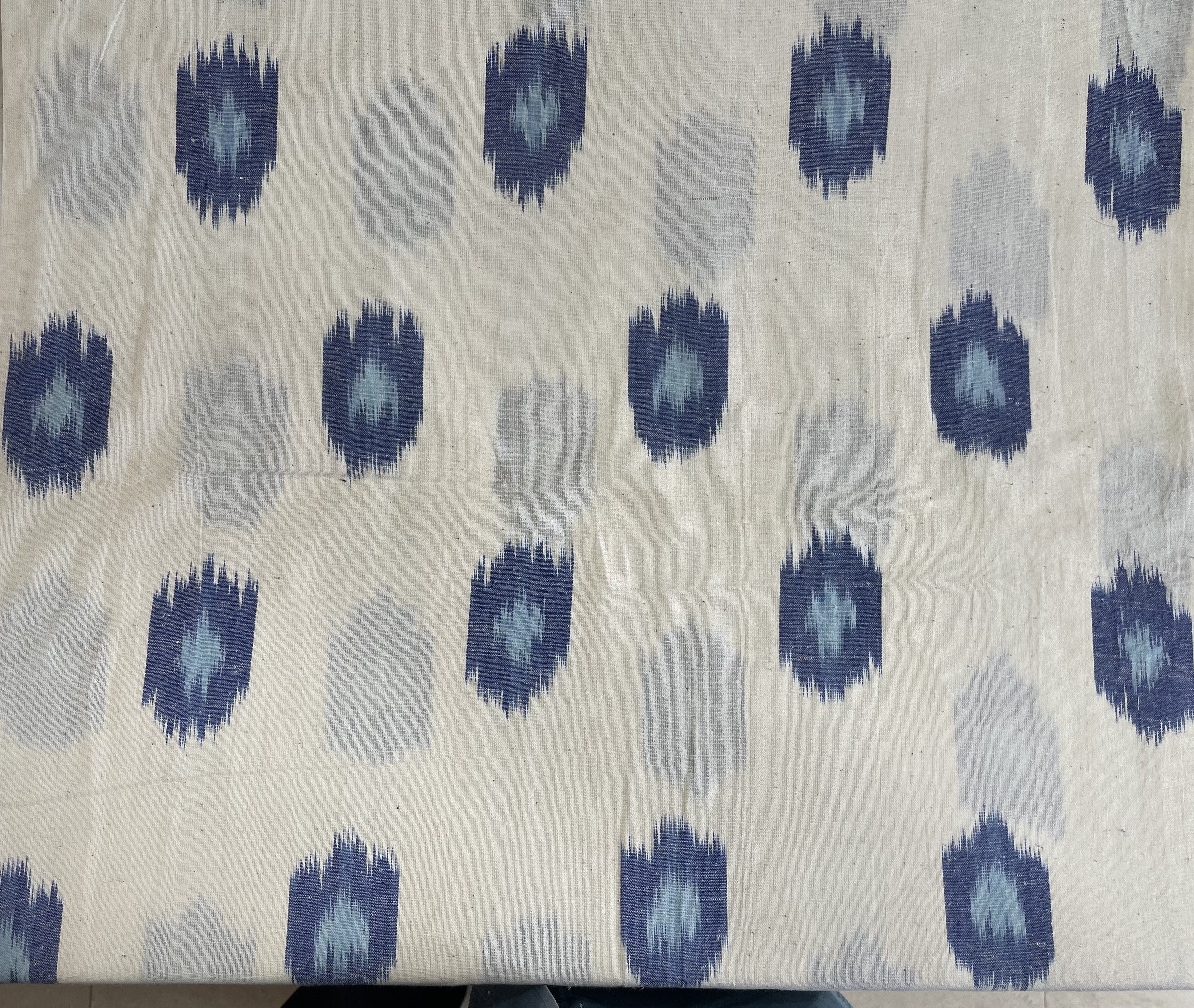 Blue & White Circle Dot Cotton Handloom Ikat (Sku: IKK-548)