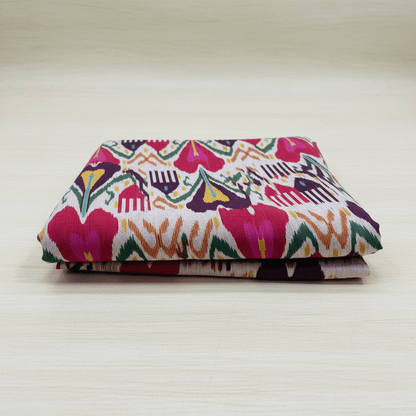 Multicolor Big Pattern Fine Quality Cotton Handloom Ikat Fabric for Dress Material | Width : 44"
