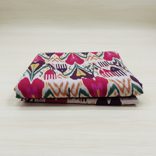 Multicolor Fine Quality Cotton Handloom Ikat | Dress Material Weight | Width : 44"