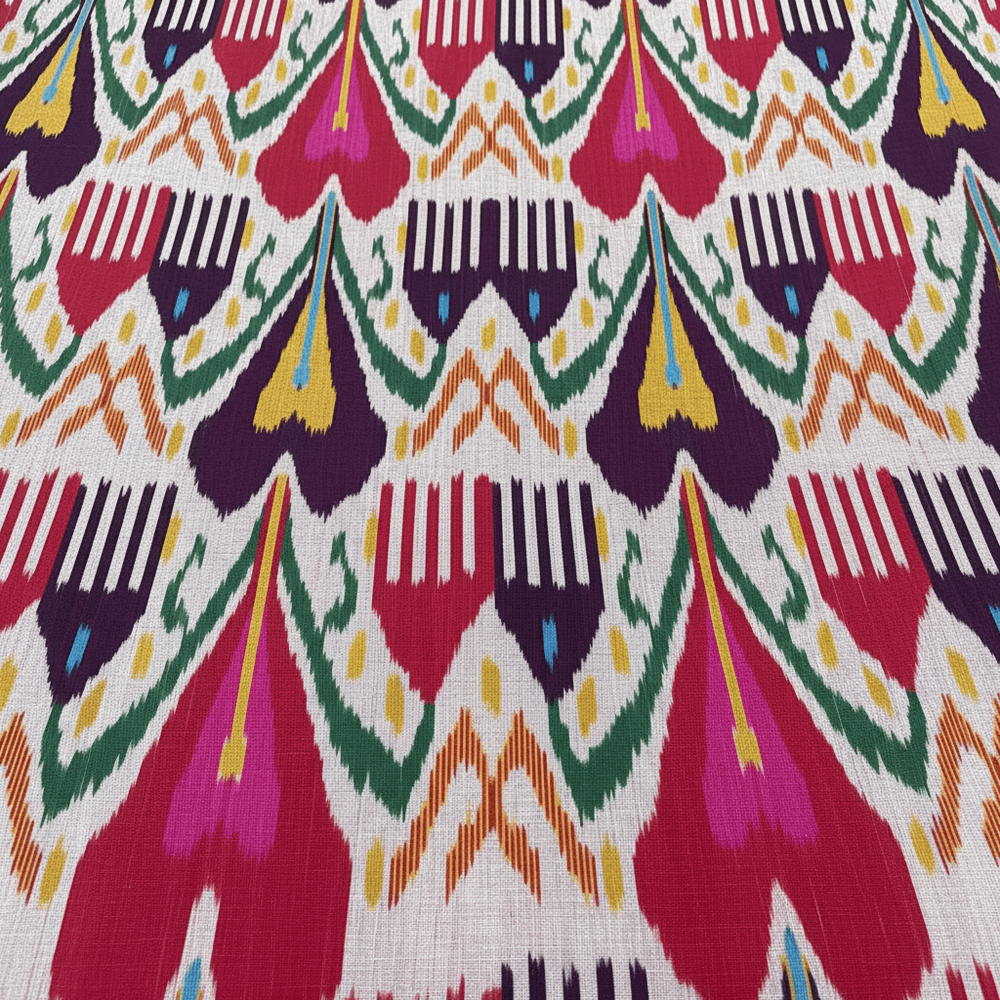 Multicolor Big Pattern Fine Quality Cotton Handloom Ikat Fabric for Dress Material | Width : 44"