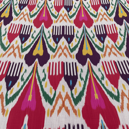 Multicolor Big Pattern Fine Quality Cotton Handloom Ikat Fabric for Dress Material | Width : 44"