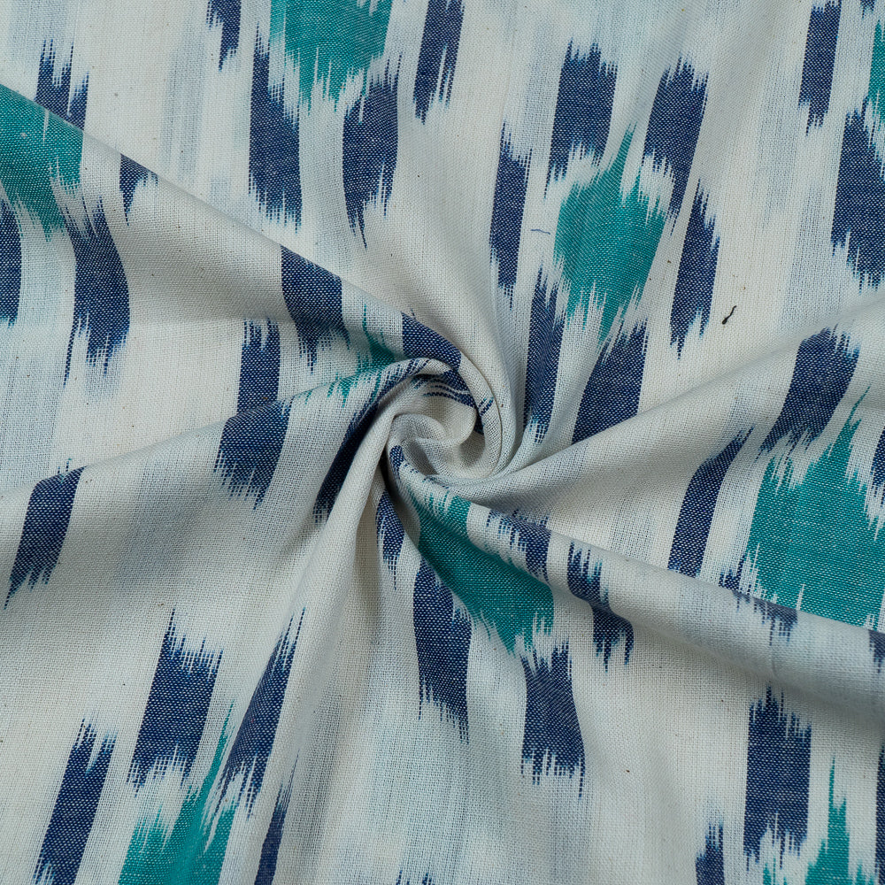 Blue & Green Fine Quality Cotton Handloom Woven Ikat (Sku: IKK-563)