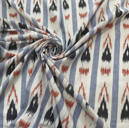 Blue & Orange Cotton Handloom Ikat (Sku: IKK-564)