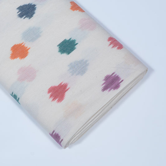 White & multi  Color Cotton Ikat (SKU: IKK-577)