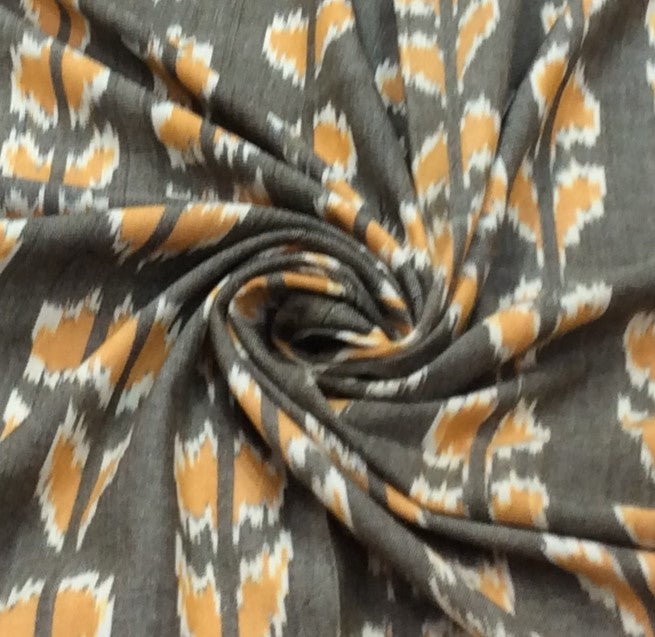 Green, Yellow Handloo Cotton Thick Ikat (Width: 44 inches or 112 cm)