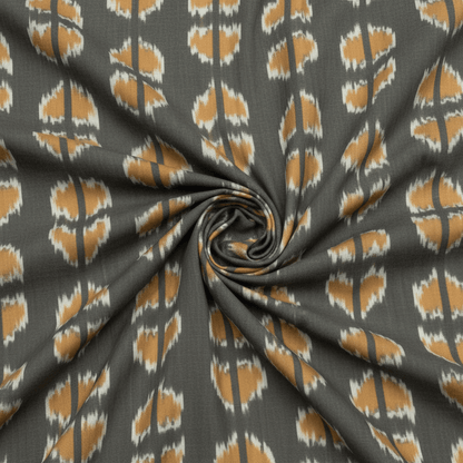 Green, Yellow Handloom Cotton Heavyweight Thick Ikat Fabric for Jackets & Upholstery | Width: 44"