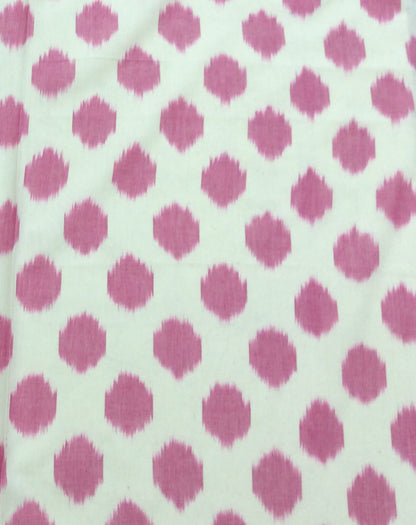 White, Pink Dot Cotton Handloom Ikat (SKU: IKK-595)