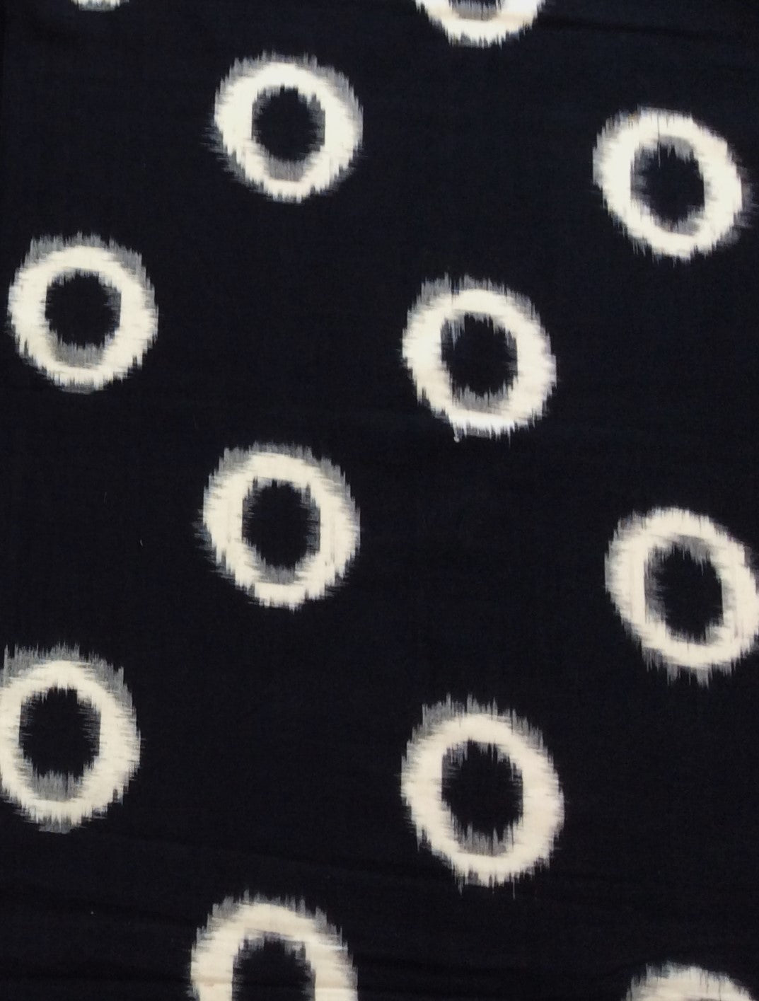 Black, White Big Circle Cotton Handloom Double Ikat (SKU: IKK-603)