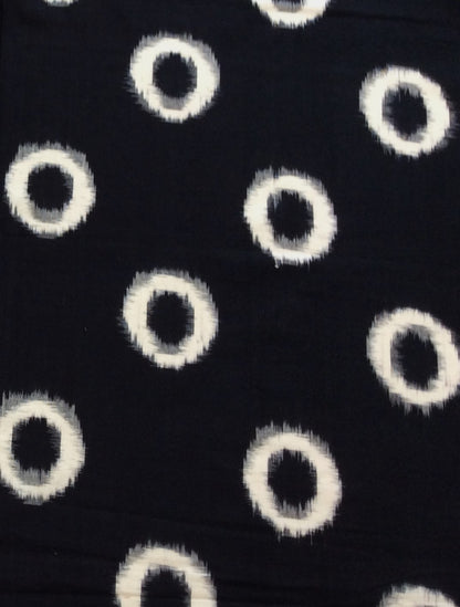 Black, White Big Circle Cotton Handloom Double Ikat | 1 Meter (SKU: IKK-603)