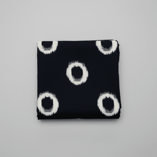 Black, White Big Circle Cotton Handloom Double Ikat | SKU: IKK-603