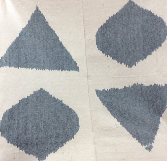 White, Blue Handloom Big Pattern Cotton Thick Ikat (SKU: IKK-618)