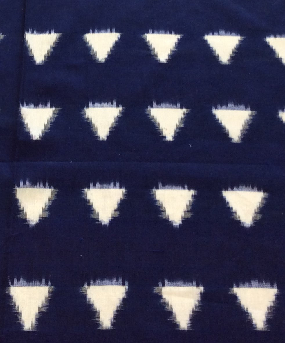Blue, White Triangle Cotton Handloom Double Ikat (SKU: IKK-619)
