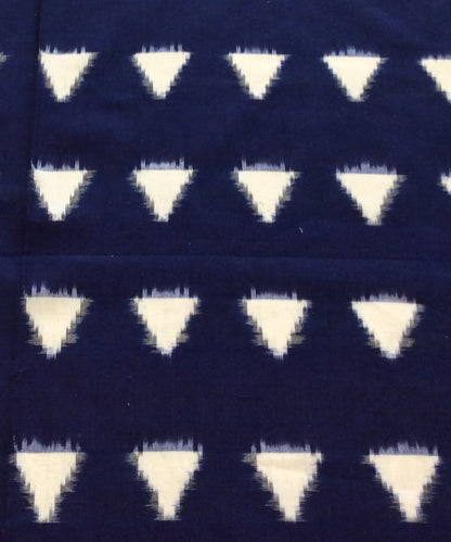 Blue, White Triangle Cotton Handloom Double Ikat | 1 Meter (SKU: IKK-619)
