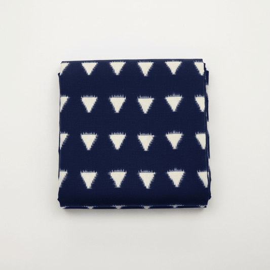 Blue, White Triangle Cotton Handloom Double Ikat | SKU: IKK-619