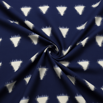 Blue, White Triangle Cotton Handloom Double Ikat | SKU: IKK-619