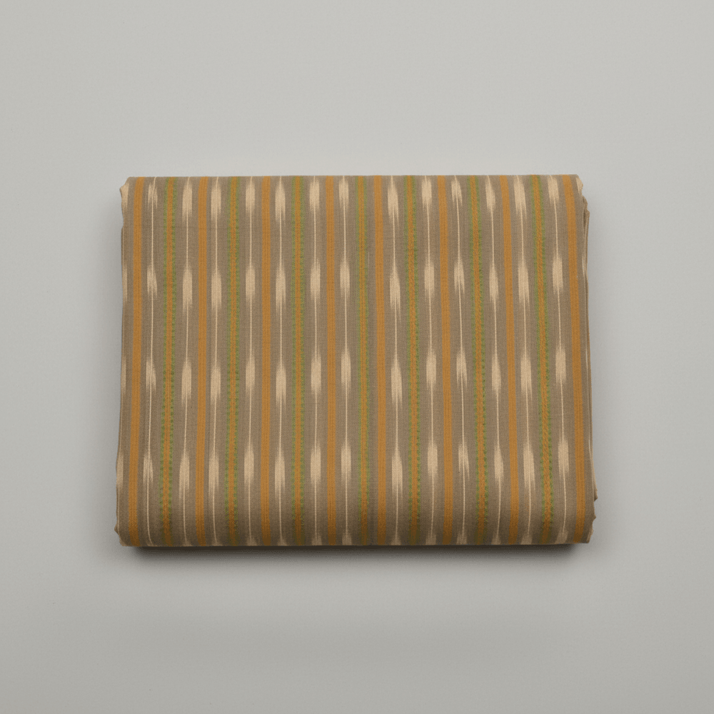 Yellow Color Cotton Dobby Handloom Ikat Fabric for Dress Material | Width: 44"
