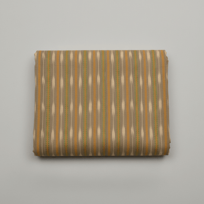 Yellow Color Cotton Dobby Handloom Ikat Fabric for Dress Material | Width: 44"