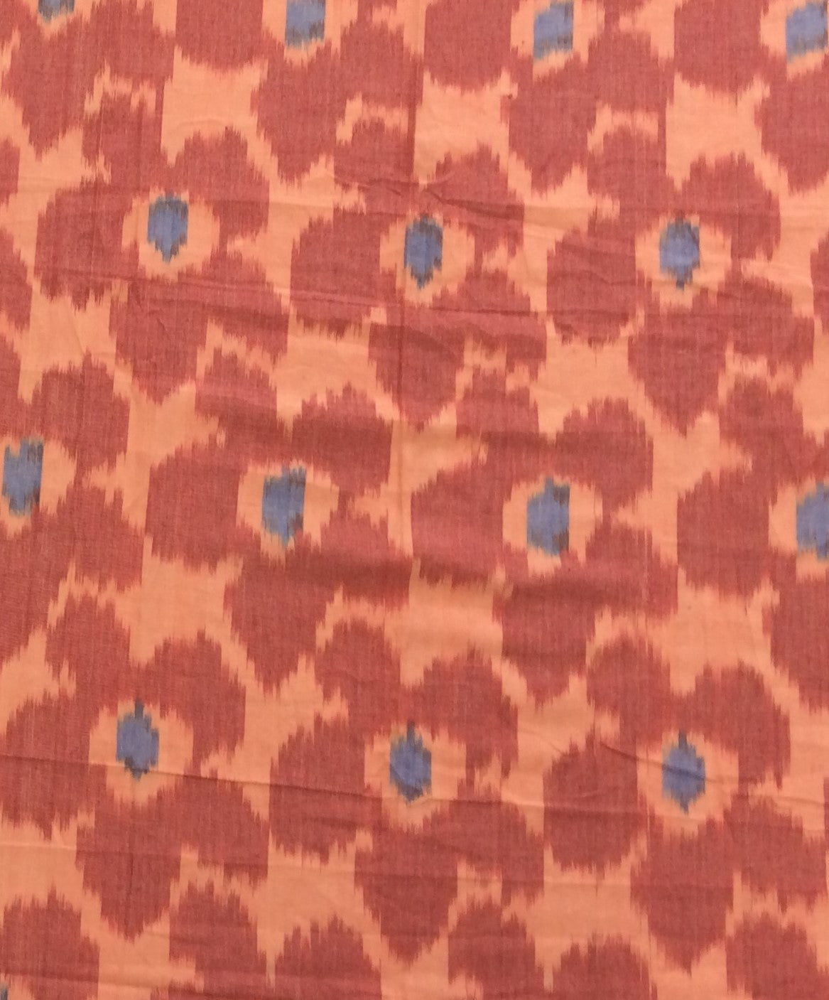 Peach Color Floral Design Cotton Handloom Ikat (SKU: IKK-624)