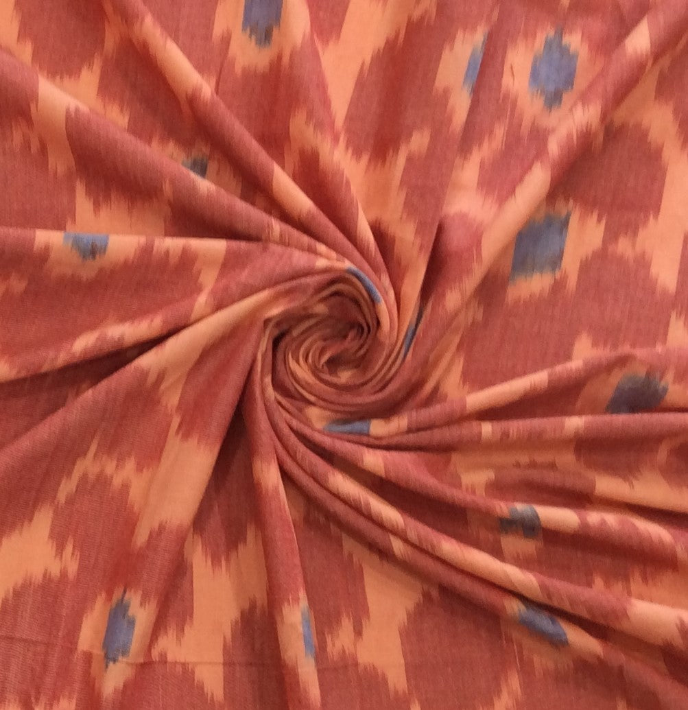 Peach Color Floral Design Cotton Handloom Ikat (SKU: IKK-624)