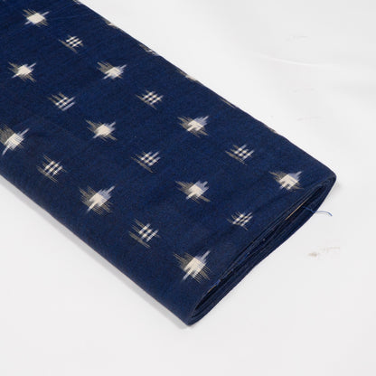 Blue & White Cotton Handwoven Double Ikat Fabric - 44" (112 cm)