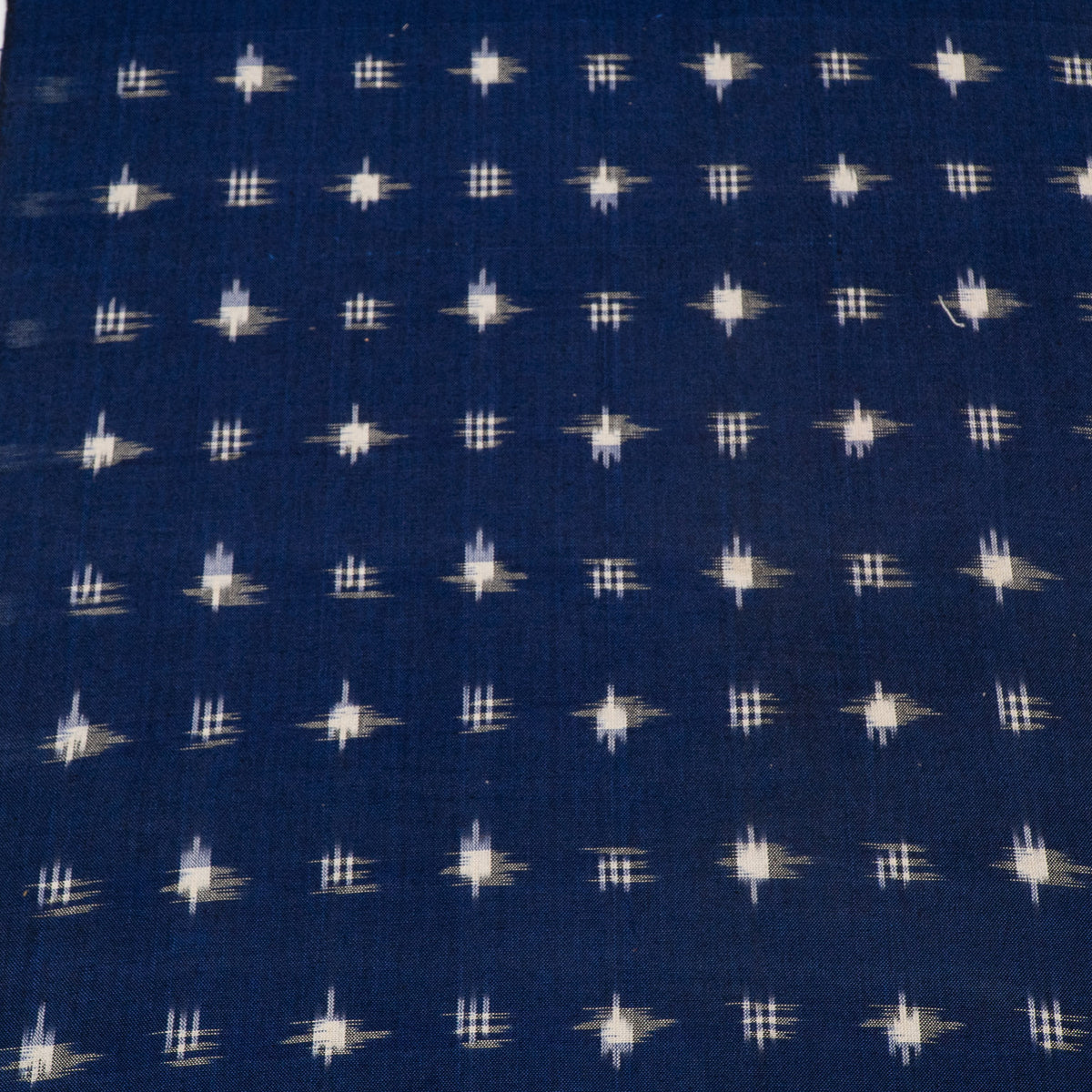 Blue & White Cotton Handwoven Double Ikat Fabric - 44" (112 cm)