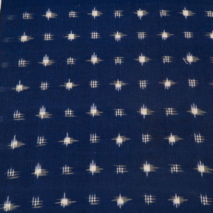 Blue & White Cotton Handwoven Double Ikat Fabric - 44" (112 cm)