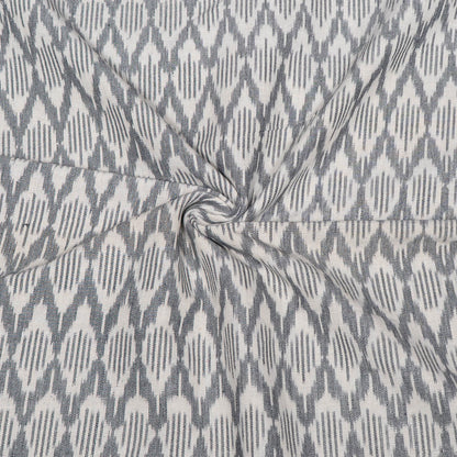 Grey & White Cotton Handloom Ikat Fabric - 54" (137 cm)