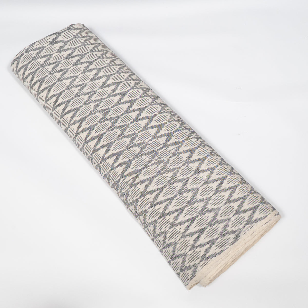 Grey & White Cotton Handloom Ikat Fabric - 54" (137 cm)