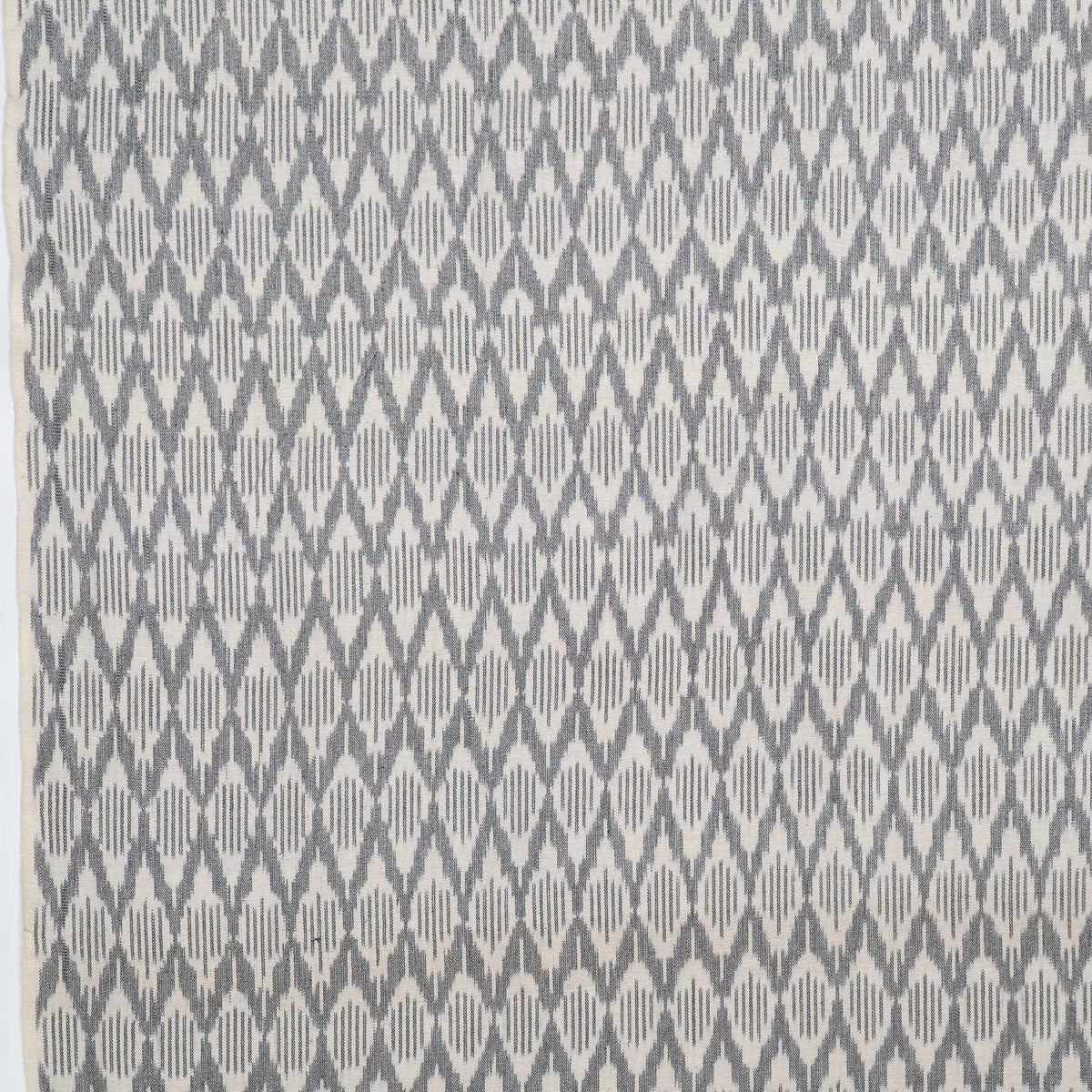 Grey & White Cotton Handloom Ikat Fabric - 54" (137 cm)