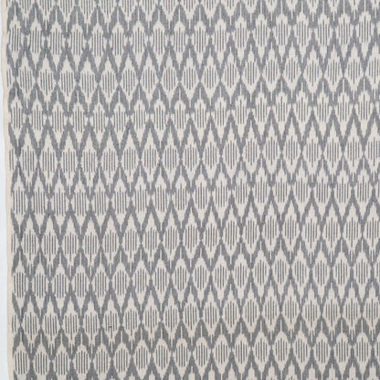 Grey & White Cotton Handloom Ikat Fabric - 54" (137 cm)