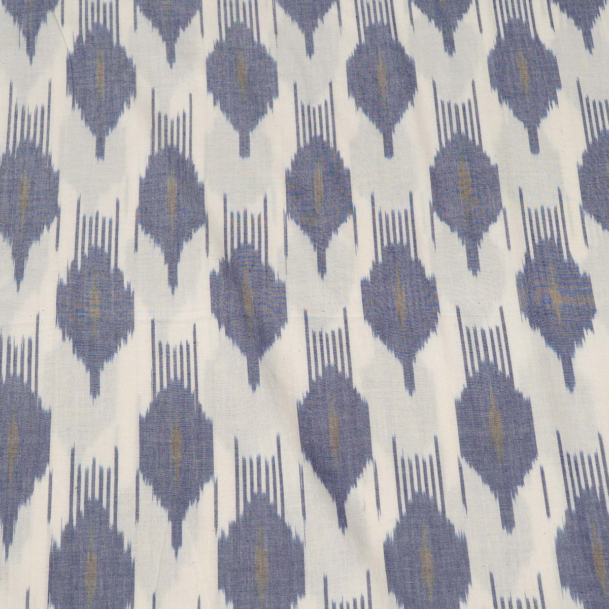 Blue & White Cotton Handloom Ikat Fabric - 44" (112 cm)